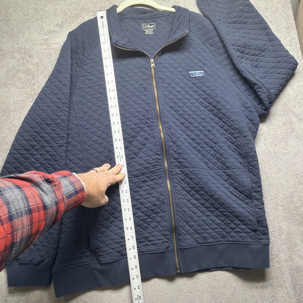 LL Bean Quilted Zip Jacket Men's Navy Blue Traditional Fit XXL Tall - Picture 4 of 9